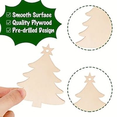 30pcs DIY Wooden Christmas Ornaments Unfinished Predrilled Wooden Circles For Crafts Centerpieces Christmas Hanging Decorations In 10 Shapes Lightinthebox