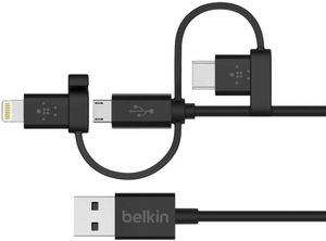 Belkin Universal Cable (LTG, mUSB, USB-C) 1.2M Black