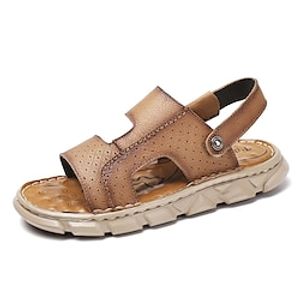 Men's Sandals Loafers  Slip-Ons Slippers Leather Sandals Outdoor Slippers Casual Beach Daily Walking Shoes Cowhide Breathable Black Brown Summer Lightinthebox