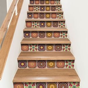 10 Pcs Mandala Style Tile Stickers Peel And Stick Self-Adhesive Removable Moroccan Tile Splashback For Kitchen Furniture Stairs Glued Tile 7.877.87 Inch miniinthebox