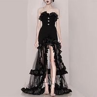 A-Line Prom Dresses Vintage Dress Party Wear Sweep  Brush Train Sleeveless Strapless Lace with Slit Appliques 2023 Lightinthebox - thumbnail