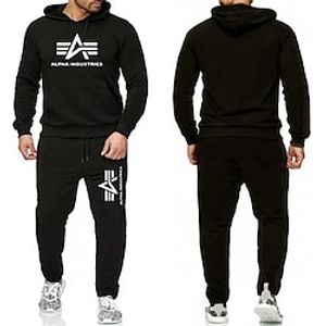 Men's Tracksuit Sweatsuit 2 Piece Athletic Winter Long Sleeve Thermal Warm Breathable Moisture Wicking Fitness Running Jogging Sportswear Activewear White Black Light Grey  Hoodie  Micro-elastic Lightinthebox