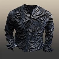 Embossed Relief Pattern Vintage Men's Shirt Outdoor Christmas Street Fall  Winter Split Neck Long Sleeve Yellow Gray S M L Shirt miniinthebox - thumbnail
