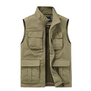 Men's Fishing Vest Hiking Vest Top Outdoor Breathable Quick Dry Multi Pockets Black khaki Dark Blue Fishing Climbing Camping  Hiking  Caving Lightinthebox