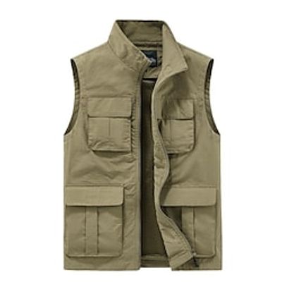 Men's Fishing Vest Hiking Vest Top Outdoor Breathable Quick Dry Multi Pockets Black khaki Dark Blue Fishing Climbing Camping  Hiking  Caving Lightinthebox