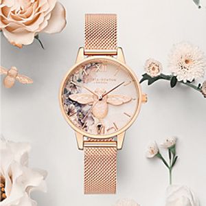 oliviaburton female watch small bee pink crystal for girlfriend gift miniinthebox