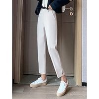Women's Dress Pants Cropped Pants Ankle-Length Pocket High Cut High Waist Fashion Streetwear Work Street Black White XS S Winter Autumn  Fall Lightinthebox - thumbnail