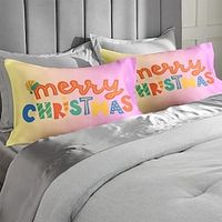 2Pcs 100% Cotton Christmas Pattern Pillowcases Lightinthebox - thumbnail