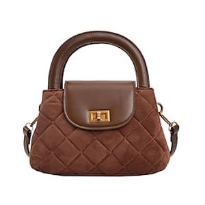 Women's Handbag Suede Daily Holiday Zipper Large Capacity Lightweight Geometric Black Brown Coffee Lightinthebox
