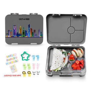 Eazy Kids 4 Compartment Bento Lunch Box - Love Saudi Grey