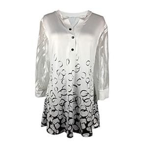 Women's Plus Size Tops Blouse Shirt Floral Lace Patchwork 34 Length Sleeve V Neck Casual Vacation Going out Polyester Fall Winter White Lightinthebox