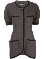 Chanel Pre-Owned linen slim-fit buttoned blouse - Black