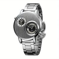 Men's Double Movement Stainless Steel Luxury Wrist Watch Large Dial Men's Business Watch Lightinthebox - thumbnail