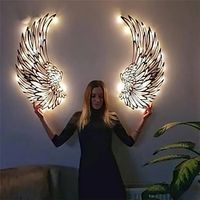 1 Pair Metal Angel Wings Wall Decor, Angel Wings Metal Wall Art Decor with Led Lights, Angel Wings Gift to Wall Sculpture Art Indoor Outdoor Wall Hanging Decorations Lightinthebox - thumbnail