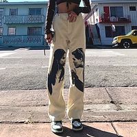 Women's Fashion Chinos Wide Leg Print Full Length Pants Casual Weekend Micro-elastic Graphic Corduroy Comfort Mid Waist Apricot S M L Lightinthebox - thumbnail