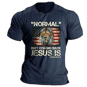 Men's T shirt Cool Shirt Tee Faith Cotton Blend Lion Crew Neck Black Light Gray Army Green Blue Outdoor Casual Short Sleeve Print Clothing Apparel Basic Vintage Lightinthebox