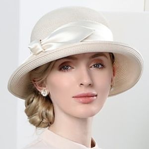 Hats Fiber Bowler  Cloche Hat Bucket Hat Straw Hat Casual Holiday Classic Sun Protection With Ribbon Tie Headpiece Headwear Lightinthebox