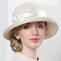 Hats Fiber Bowler  Cloche Hat Bucket Hat Straw Hat Casual Holiday Classic Sun Protection With Ribbon Tie Headpiece Headwear Lightinthebox - thumbnail