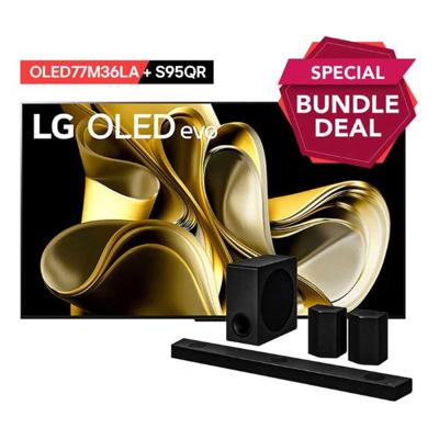 LG 77 Inch OLED Evo M3 77inch 4K Smart TV - (2023 Model) | LG Home Theater Soundbar | S95QR