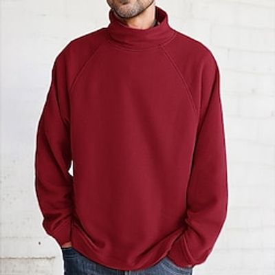 Men's Sweatshirt Black Yellow Red Navy Blue Standing Collar Plain Sports  Outdoor Daily Holiday Corduroy Streetwear Basic Casual Spring   Fall Clothing Apparel Hoodies Sweatshirts  miniinthebox