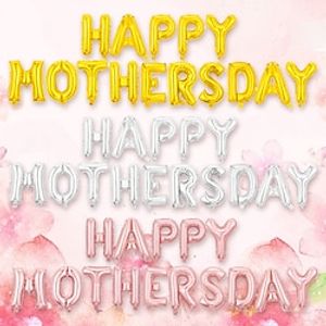 15pcs 16-inch Gold Silver Rose Gold Happy Mother's Day Letter Balloon Set Lightinthebox