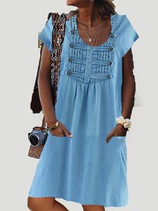 Round Neck Floral Printed Shift Dress