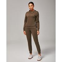 Women's Brown Tracksuit Zip Split High Neck Stand Collar Stretch Knit Two Piece Set Stylish Casual Comfortable Daily Work Fall