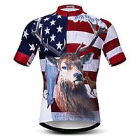 21Grams Men's Short Sleeve Cycling Jersey Summer Spandex Polyester RedBlue Deer USA National Flag Bike Jersey Top Mountain Bike MTB Road Bike Cycling Quick Dry Moisture Wicking Breathable Sports Lightinthebox - thumbnail