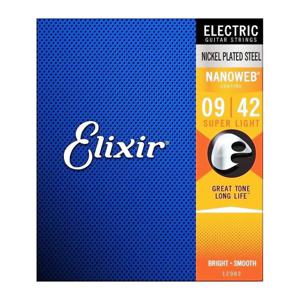 Elixir Electric Nickel Plated Steel Guitar Strings with Nanoweb - Super Light .009 - .042