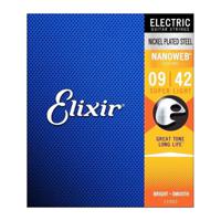 Elixir Electric Nickel Plated Steel Guitar Strings with Nanoweb - Super Light .009 - .042