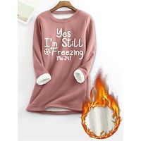 Women's Fleece Pajama Top Letter Print Sweatshirt Warm Comfort Soft Home Daily Bed Fleece Warm Breathable Crew Neck Long Sleeve Fall Winter Pink miniinthebox - thumbnail