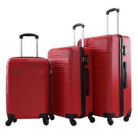 PARA JOHN Lightweight 3-Pieces ABS Hard side Travel Luggage Trolley Bag Set with Lock for men / women / unisex Hard shell strong RED