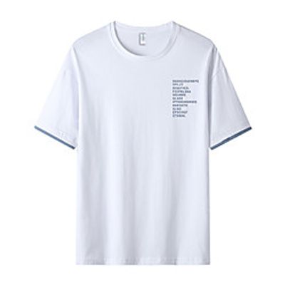 Men's T shirt Letter Half Sleeve Casual Tops Casual White Blue Yellow miniinthebox