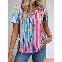 Women's T shirt Tee Ombre Paisley Daily Weekend Rainbow Short Sleeve Stylish Casual V Neck Summer Lightinthebox