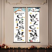 1pc Christmas Poster with Hangers Courtyard Welcome Christmas Wall Art Canvas Posters Art For Home Living Room Decoration Wall Art Decor Lightinthebox - thumbnail