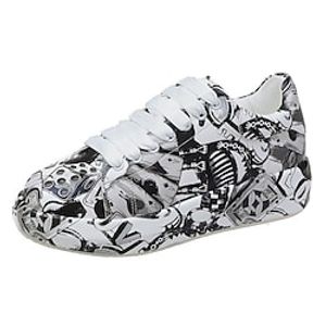 Women's Sneakers Party Outdoor Christmas Dad Shoes Winter Lace-up Flat Heel Round Toe Sporty Casual Preppy Walking Shoes PU Leather Lace-up Color Block Green Black Red Lightinthebox