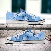 Women's Sneakers Print Shoes Plus Size Canvas Shoes Daily Vacation Travel Floral Butterfly Flat Heel Vacation Classic Casual Canvas Lace-up Pink Blue Purple Lightinthebox