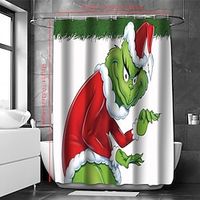 Christmas Decoration Shower Curtain with Hooks Bathroom Decor Waterproof Fabric Shower Curtain Set with12 Pack Plastic Hooks miniinthebox - thumbnail