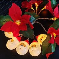 Christmas Poinsettia Flower Garland Santa Claus String Lights Xmas Tree Ornament Artificial Christmas Party  Wreath Decoration Lightinthebox - thumbnail