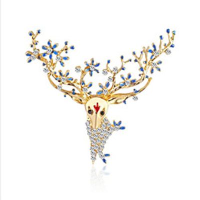Women's Cubic Zirconia Brooches Geometrical Deer Stylish Brooch Jewelry Gold Red For Date Festival miniinthebox