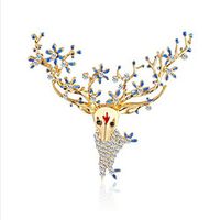 Women's Cubic Zirconia Brooches Geometrical Deer Stylish Brooch Jewelry Gold Red For Date Festival miniinthebox - thumbnail