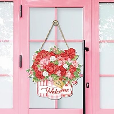 Happy Valentine's Day Sign for Front Door, 2828cm Valentines Day Door Decor Wood Plaque Hello Love Valentine Sign Round Valentines Day Decorations Holiday Housewarming Gift Lightinthebox