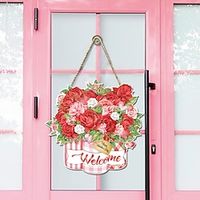Happy Valentine's Day Sign for Front Door, 2828cm Valentines Day Door Decor Wood Plaque Hello Love Valentine Sign Round Valentines Day Decorations Holiday Housewarming Gift Lightinthebox - thumbnail