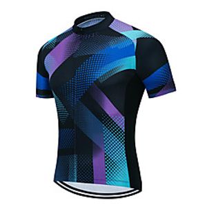 21Grams Men's Short Sleeve Cycling Jersey Summer Spandex Polyester Blue  Black Bike Jersey Top Mountain Bike MTB Road Bike Cycling Quick Dry Moisture Wicking Breathable Sports Clothing Apparel Lightinthebox