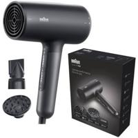 Braun Hairdryer HD4.2 Hair Dryer, HTDC Motor, 2100 W, +2 Attachments, Electronic LED indicator, Large Diffuser & Nozzle, Super Ionic Function, Electro Black - BRHD425SDE