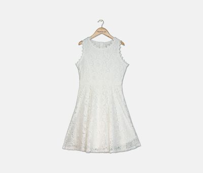 Big Girls Lace Skater Dress White Big Girls Lace Skater Dress White