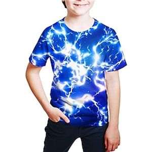 Kids Boys T shirt Short Sleeve 3D Print Graphic Crewneck Blue Children Tops Spring Summer Active Fashion Daily Daily Outdoor Regular Fit 3-12 Years Lightinthebox