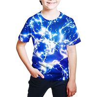 Kids Boys T shirt Short Sleeve 3D Print Graphic Crewneck Blue Children Tops Spring Summer Active Fashion Daily Daily Outdoor Regular Fit 3-12 Years Lightinthebox - thumbnail