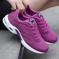 Women's Sneakers Plus Size Outdoor Daily Flat Heel Round Toe Fashion Sporty Casual Walking Tissage Volant Lace-up Solid Color Black White Pink Lightinthebox