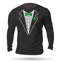 Four Leaf Clover Saint Patrick Day Black Orange Light Grey T shirt Tee Men's Graphic Cotton Shirt Vintage Basic Shirt Long Sleeve Comfortable Tee Sports Outdoor Holiday Spring Fall Fashion Designer Lightinthebox - thumbnail